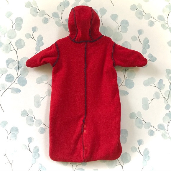 Baby GAP Red & Blue Fleece Newborn Sleeper Sleepsack Reversible Winter Bunting - Picture 10 of 11